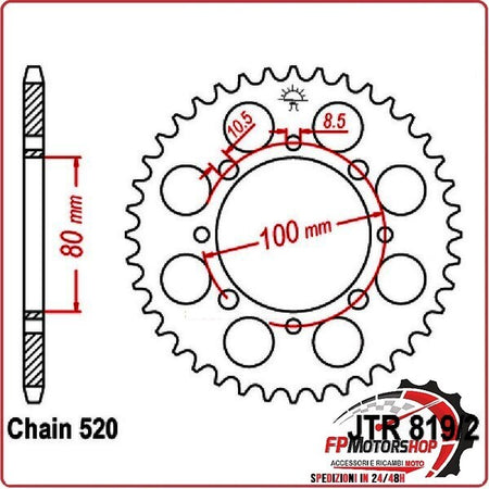 CORONA PER TRASMISSIONE MOTO JT 819/2 Z41 JTR819/2.41 SUZUKI TU 250 X MARAUDER 