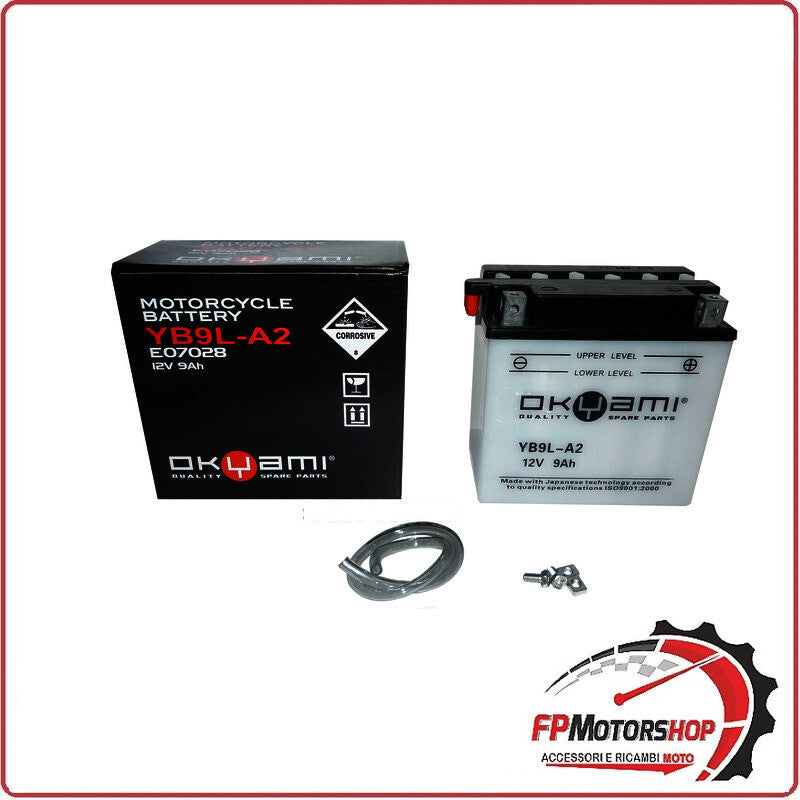 BATTERIA PER MOTO OKYAMI OB9L-A2 YB9L-A2 12V 9AH 135X75X139MM CCA90