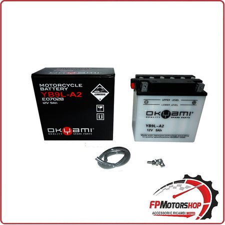 BATTERIA PER MOTO OKYAMI OB9L-A2 YB9L-A2 12V 9AH 135X75X139MM CCA90