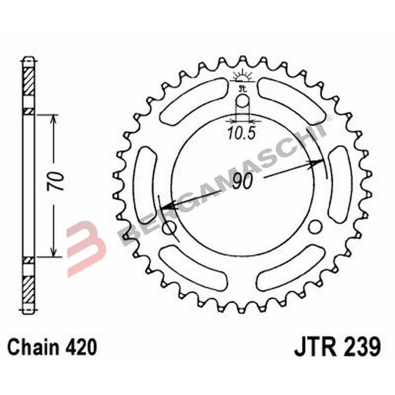 CORONA PER TRASMISSIONE MOTO JT 239 Z47 JTR239.47 47 DENTI ACCIAIO PASSO 420