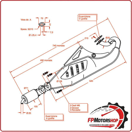 MARMITTA SILENZIATORE TERMINALE DI SCARICO SITO PER APRILIA SR 50 WWW 97-02 0571