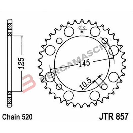 CORONA PER TRASMISSIONE MOTO JT 857 Z41 JTR857.41 41 DENTI ACCIAIO PASSO 520