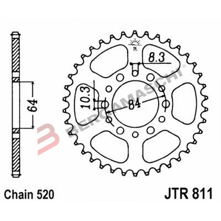 CORONA PER TRASMISSIONE MOTO JT 811 Z46 JTR811.46 46 DENTI ACCIAIO PASSO 520