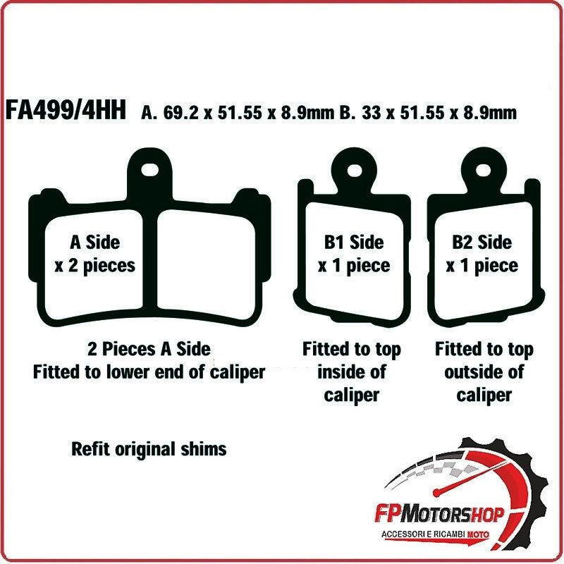 PASTIGLIE PASTICCHE FRENO PER HONDA VFR1200 ANTERIORE EBC FA499/4HH VFR 1200 10>