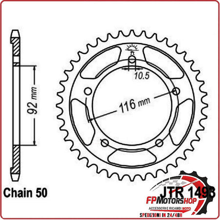 CORONA PER TRASMISSIONE MOTO JT 1493 Z41 JTR1493.41 41 DENTI ACCIAIO PASSO 530