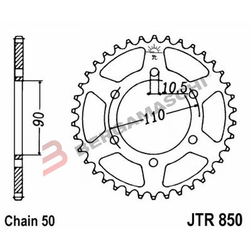 CORONA PER TRASMISSIONE MOTO JT 850 Z32 JTR850.32 32 DENTI ACCIAIO PASSO 530