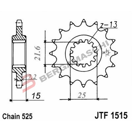 PIGNONE TRASMISSIONE PER MOTO JT 1515 Z14 JTF1515.14 14 DENTI ACCIAIO PASSO 525