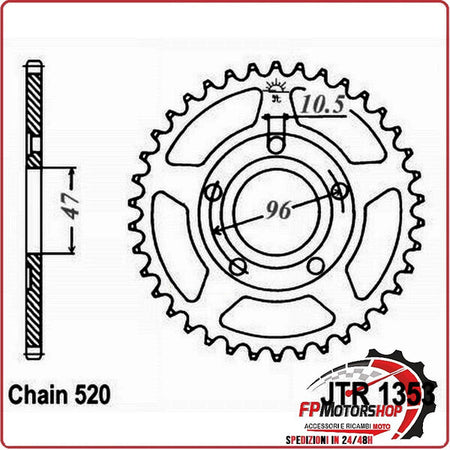 CORONA PER TRASMISSIONE MOTO JT 1353 Z40 JTR1353.40 40 DENTI ACCIAIO PASSO 520