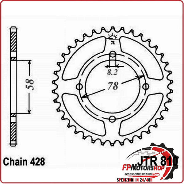 CORONA PER TRASMISSIONE MOTO JT 810 Z42 JTR810.42 42 DENTI ACCIAIO PASSO 428