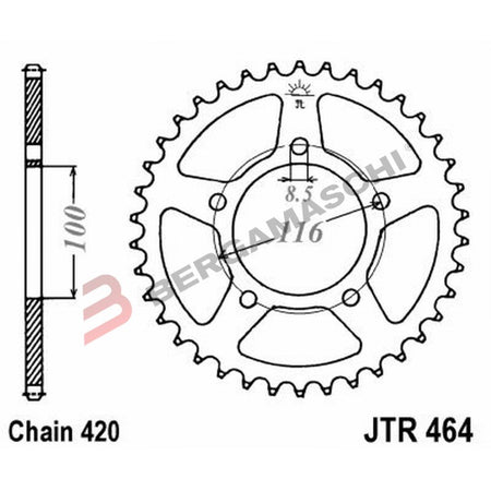 CORONA PER TRASMISSIONE MOTO JT 464 Z50 JTR464.50 50 DENTI ACCIAIO PASSO 420