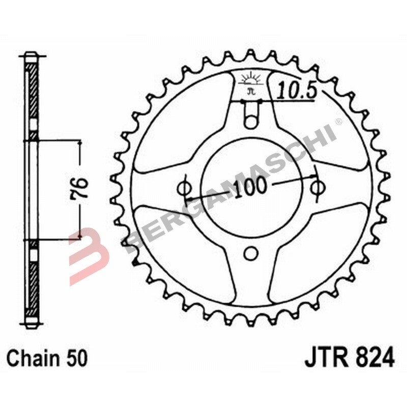 CORONA PER TRASMISSIONE MOTO JT 824 Z46 JTR824.46 46 DENTI ACCIAIO PASSO 520