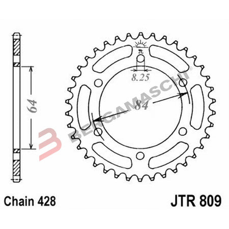 CORONA PER TRASMISSIONE MOTO JT 809 Z47 JTR809.47 47 DENTI ACCIAIO PASSO 428