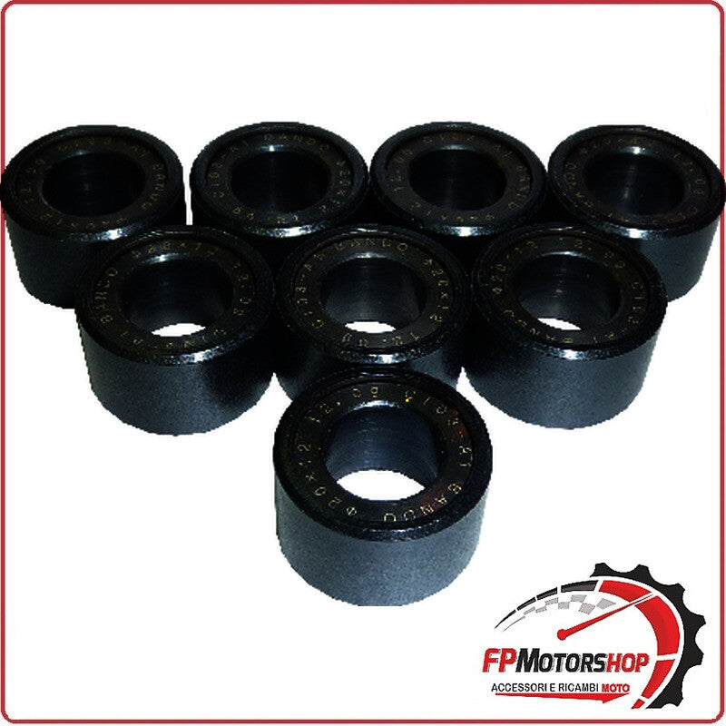 KIT 8 RULLI MASSETTE SCOOTER PER 20X12 12G YAMAHA 250 X-MAX X-CITY VARIATORE