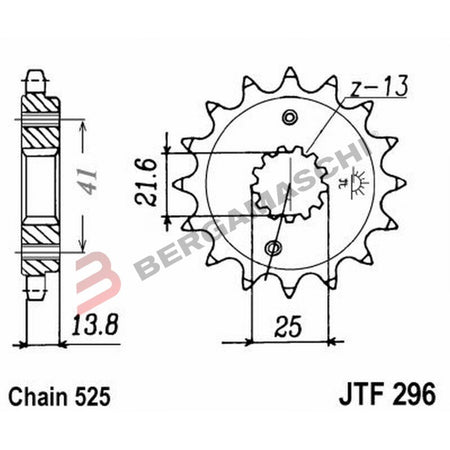 PIGNONE TRASMISSIONE PER MOTO JT 296 Z16 JTF296.16 16 DENTI ACCIAIO