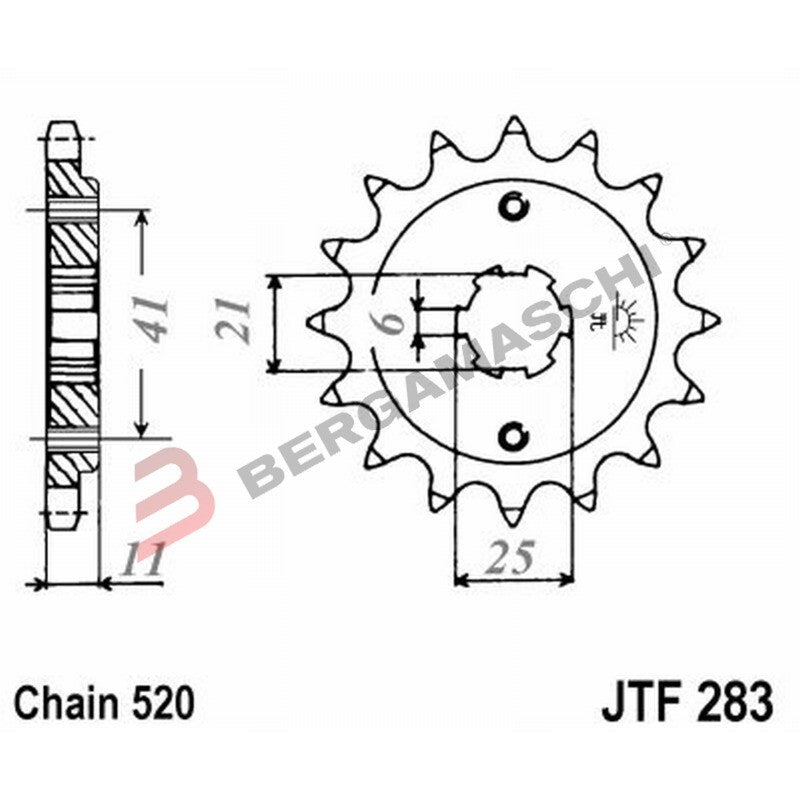 PIGNONE TRASMISSIONE PER MOTO JT 283 Z15 JTF283.15 15 DENTI ACCIAIO