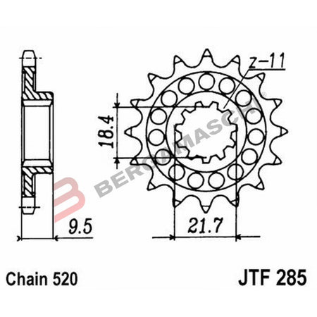 PIGNONE TRASMISSIONE PER MOTO JT 285 Z14 JTF285.14 14 DENTI ACCIAIO