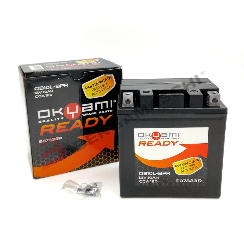 BATTERIA AGM GEL PER MOTO 12V 10 Ah OKYAMI POTENZIATA YB10L-BP PIAGGIO BEVERLY