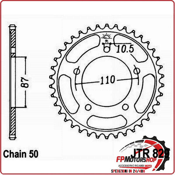 CORONA PER TRASMISSIONE MOTO JT 829 Z47 JTR829.47 47 DENTI ACCIAIO PASSO 530