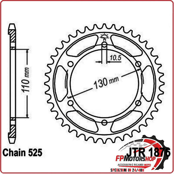 CORONA PER TRASMISSIONE MOTO JT 1876 Z45 ZBK ZINCATA NERA JTR1876.45ZBK 45 DENTI