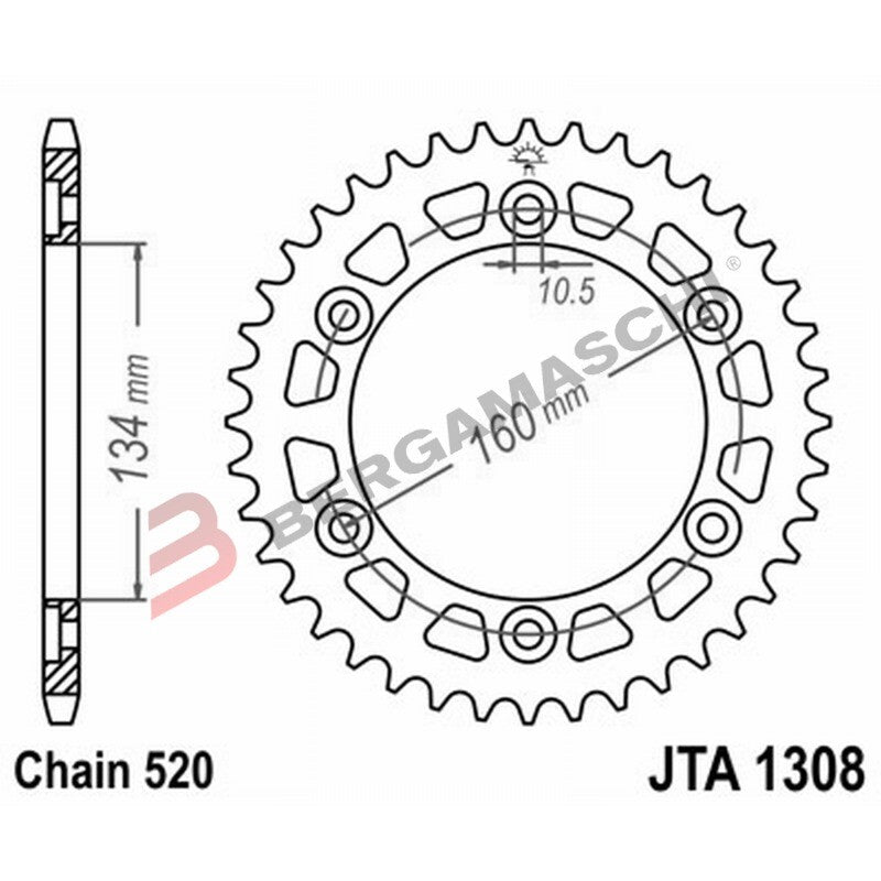 CORONA PER TRASMISSIONE MOTO ALL.7075T6 JTA 1308 Z43 BLK JTA1308.43BLK HONDA CBR