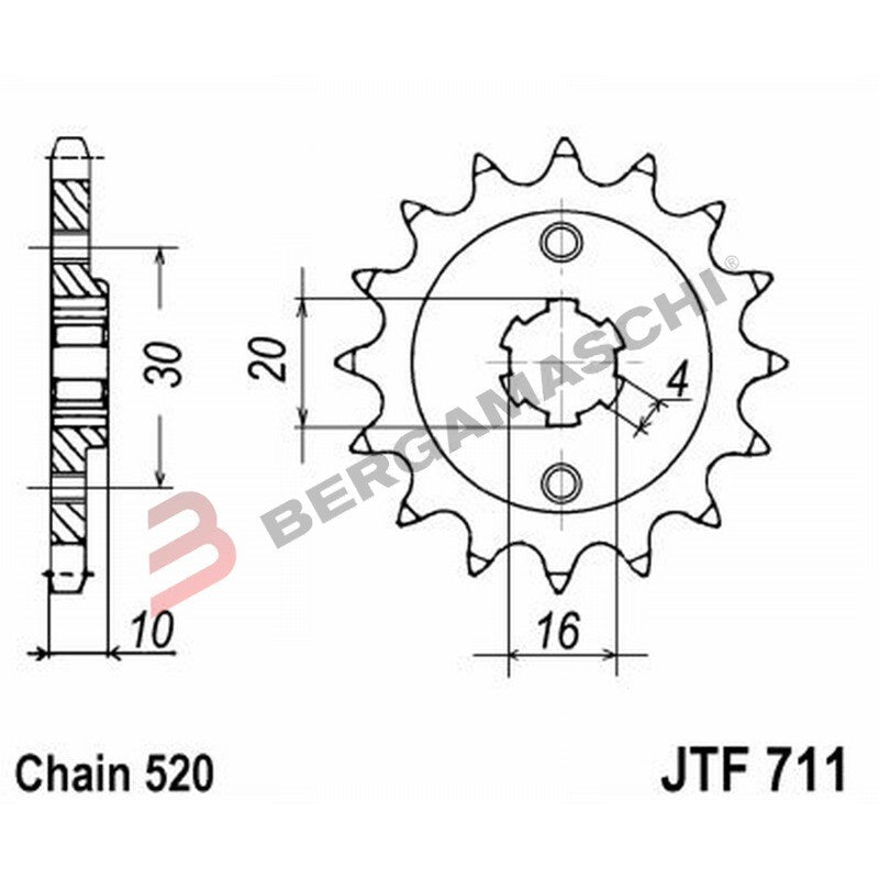 PIGNONE TRASMISSIONE PER MOTO JT 711 Z13 JTF711.13 13 DENTI ACCIAIO PASSO 520