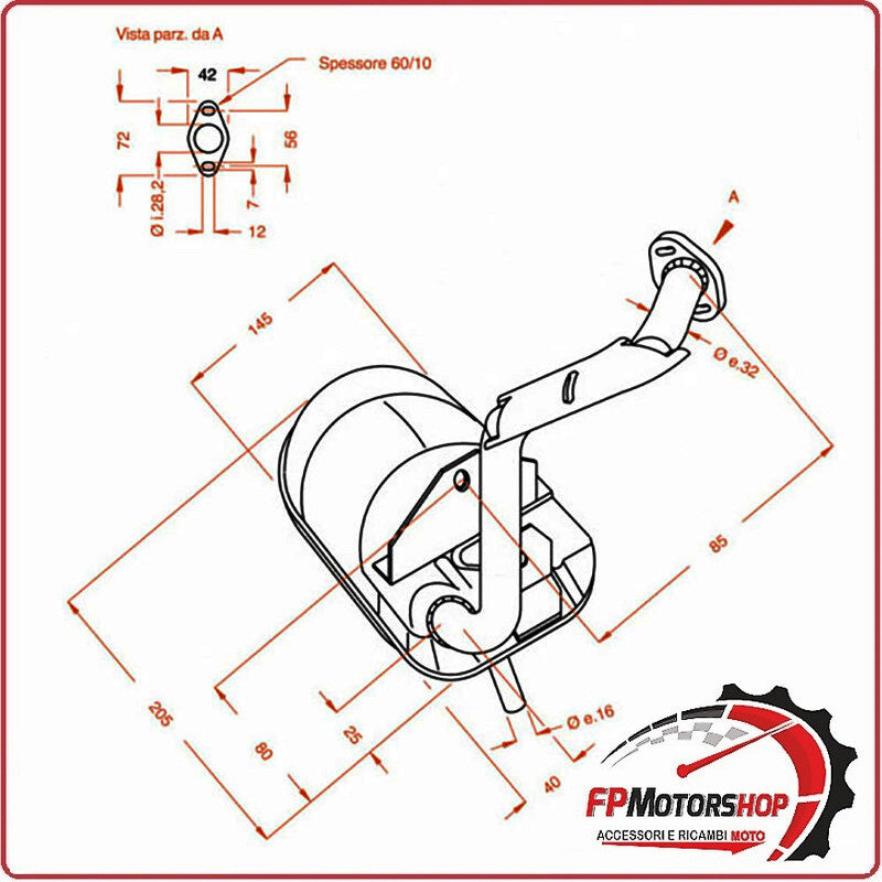 MARMITTA SILENZIATORE TERMINALE DI SCARICO SITO PER PIAGGIO VESPA PK 125 0234