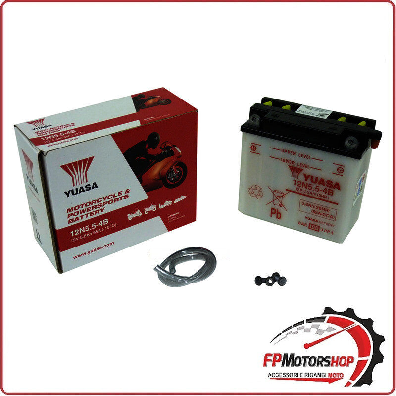 BATTERIA PER MOTO YUASA 12N5,5-4B 12N5.5-4B 12V 6AH 138X61X131MM CCA55