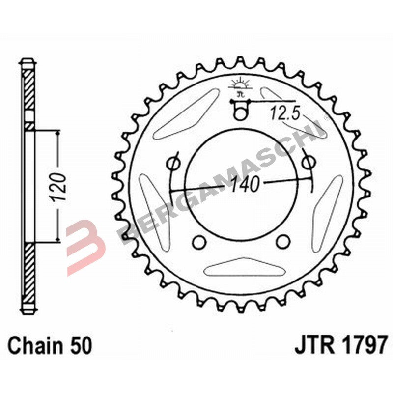 CORONA PER TRASMISSIONE MOTO JT 1797 Z41 JTR1797.41 41 DENTI ACCIAIO PASSO 530