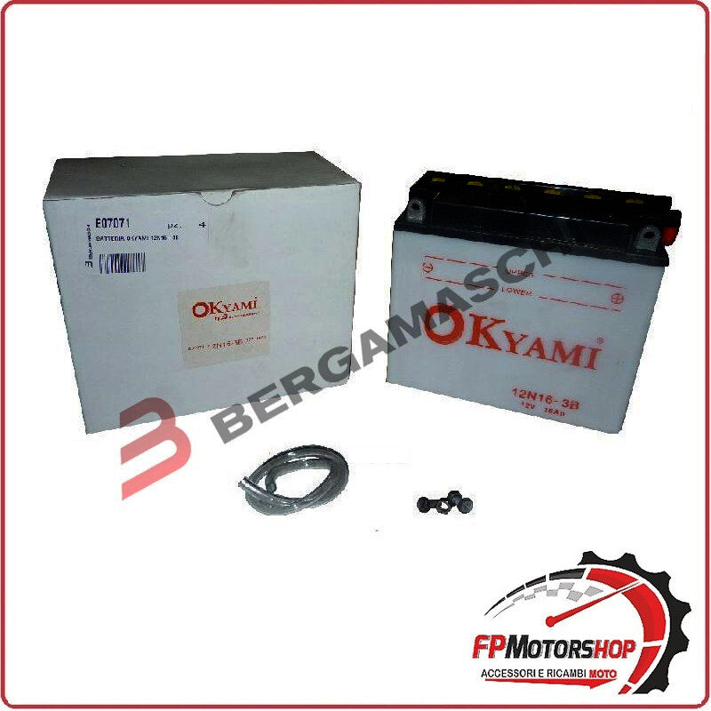 BATTERIA PER MOTO OKYAMI 12N16-3B 12V 16AH 175X100X155MM CCA160