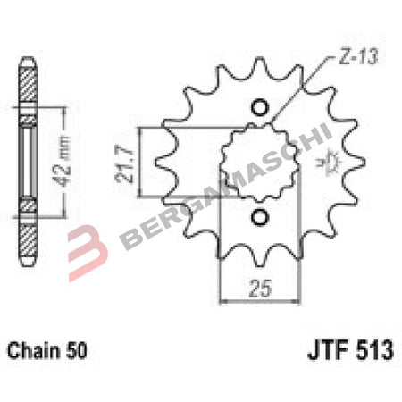 PIGNONE TRASMISSIONE PER MOTO JT 513 Z15 RB AMMORTIZZATO JTF513.15RB 15 DENTI