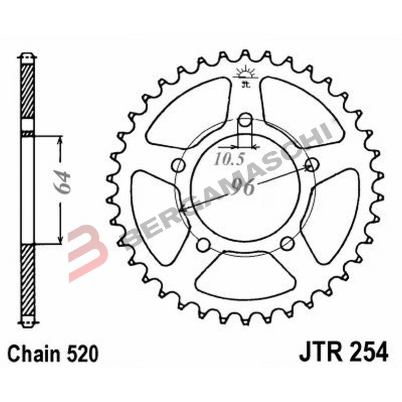 CORONA PER TRASMISSIONE MOTO JT 254 Z50 JTR254.50 50 DENTI ACCIAIO PASSO 520