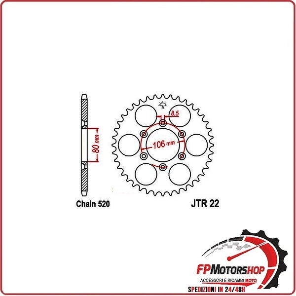 CORONA PER TRASMISSIONE MOTO JT 22 Z42 JTR22.42 APRILIA RX 125 95>02