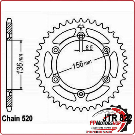 CORONA PER TRASMISSIONE MOTO ALLUMINIO JTA 822 Z48 BLU JTA822.48 48 DENTI BETA