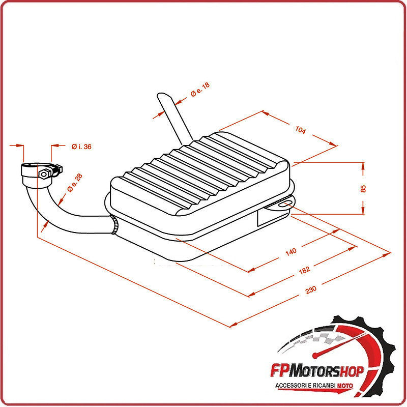MARMITTA SILENZIATORE TERMINALE DI SCARICO ITO PER PIAGGIO VESPA 53-56 0201