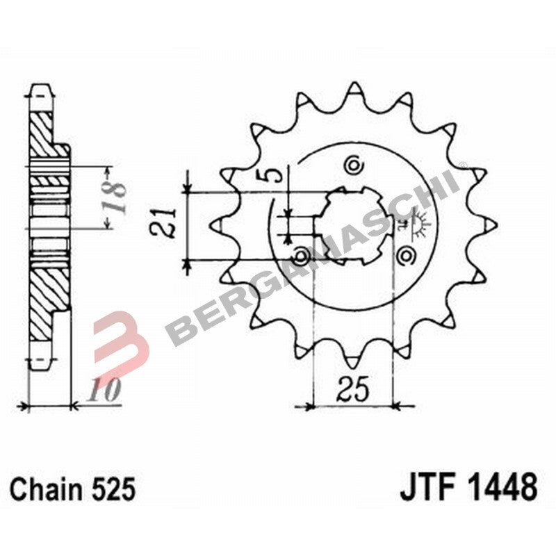 PIGNONE TRASMISSIONE PER MOTO JT 1448 Z15 JTF1448.15 15 DENTI ACCIAIO PASSO 525