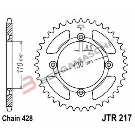 CORONA PER TRASMISSIONE MOTO JT 217 Z50 JTR217.50 50 DENTI ACCIAIO PASSO 428