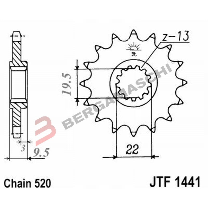PIGNONE TRASMISSIONE PER MOTO JT 1441 Z14 SC JTF1441.14SC 14 DENTI ACCIAIO SELF