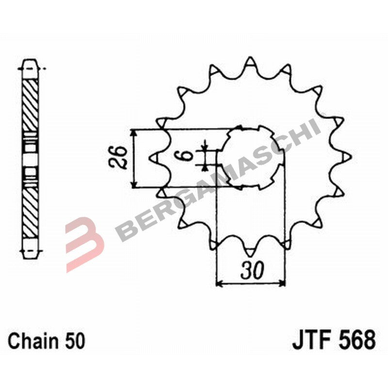 PIGNONE TRASMISSIONE PER MOTO JT 568 Z18 JTF568.18 18 DENTI ACCIAIO PASSO 530