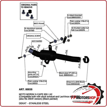 RACCORDO ELIMINA CATALIZZATORE PER MOTO MORINI X-CAPE 650 21- LEOVINCE 80035