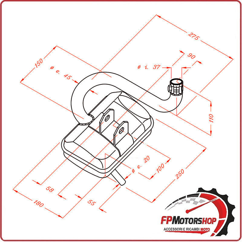 MARMITTA SILENZIATORE TERMINALE DI SCARICO SITO PER PIAGGIO VESPA PX 125/150