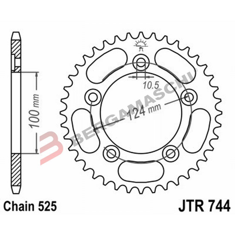 CORONA PER TRASMISSIONE MOTO JT 744 Z39 JTR744.39 39 DENTI ACCIAIO PASSO 525