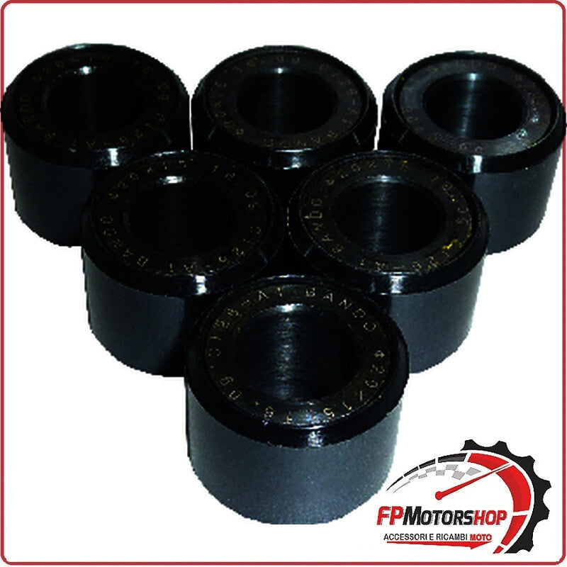 KIT 6 RULLI MASSETTE VARIATORE 20X15 16G PER SH 125/150 13-16 DINK 200 04-06