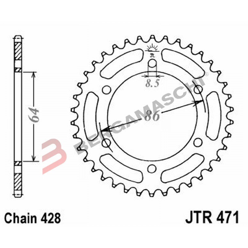 CORONA PER TRASMISSIONE MOTO JT 471 Z50 JTR471.50 50 DENTI ACCIAIO PASSO 428