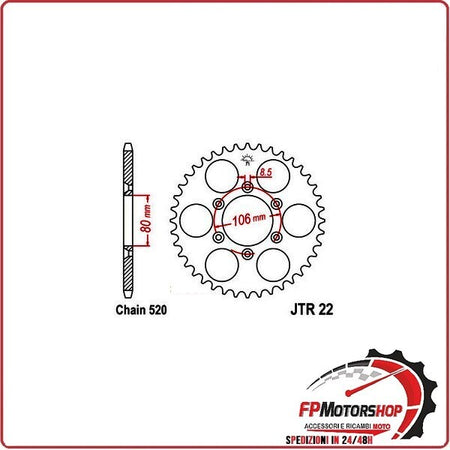 CORONA PER TRASMISSIONE MOTO JT 22 Z42 JTR22.42 APRILIA RX 125 95>02