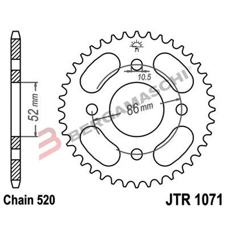CORONA PER TRASMISSIONE MOTO JT 1071 Z30 JTR1071.30 30 DENTI ACCIAIO PASSO 520