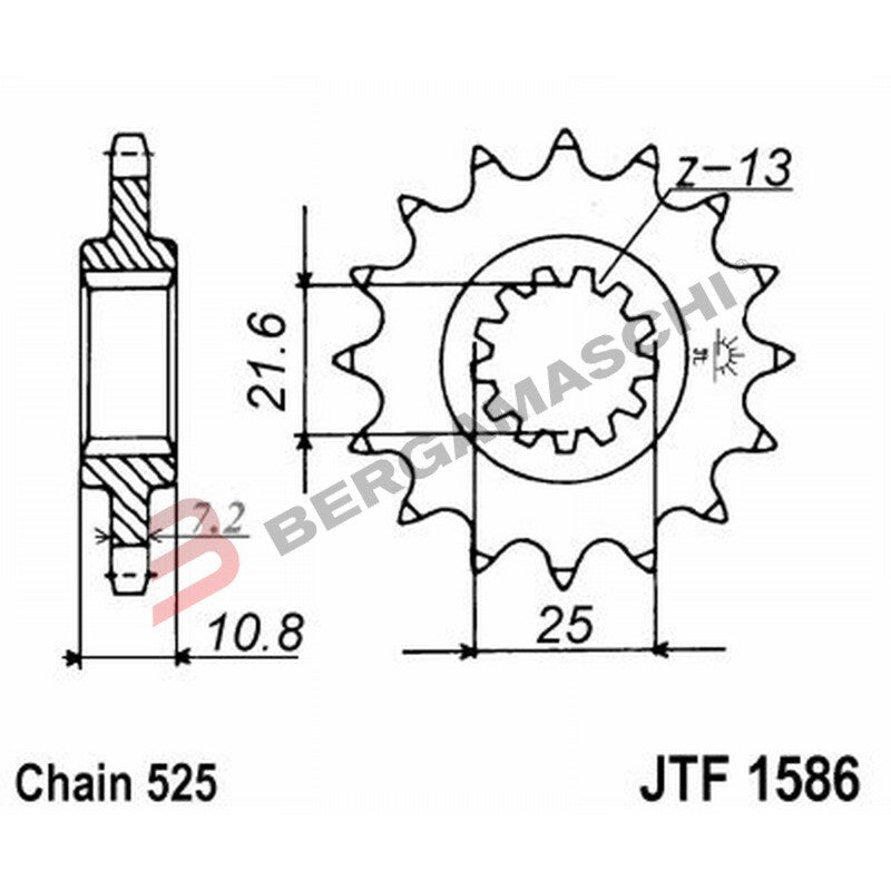 PIGNONE TRASMISSIONE PER MOTO JT 1586 Z17 RB AMMORTIZZATO JTF1586.17RB 17 DENTI