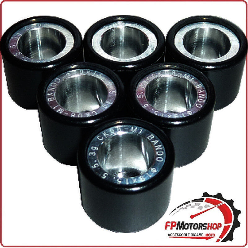 KIT 6 RULLI MASSETTE VARIATORE PER VESPA 50 LX 4V 09> BANDO 6PZ 19X15,5 5,3G