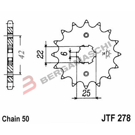 PIGNONE TRASMISSIONE PER MOTO JT 278 Z15 JTF278.15 15 DENTI ACCIAIO