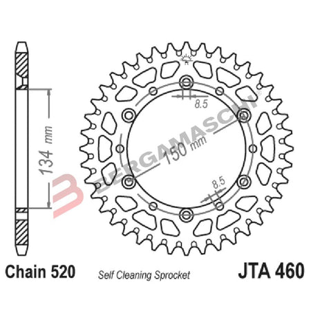 CORONA PER TRASMISSIONE MOTO ALL.7075T6 JTA 460 Z51 BLK JTA460.51BLK 51 DENTI