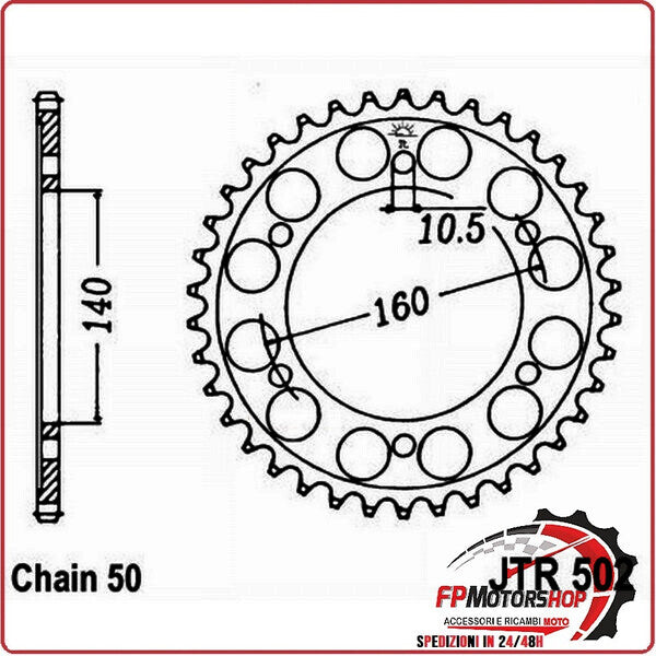 CORONA PER TRASMISSIONE MOTO JT 502 Z48 JTR502.48 48 DENTI ACCIAIO PASSO 530